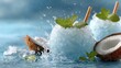© AT - Blue coconut cocktails with splashes