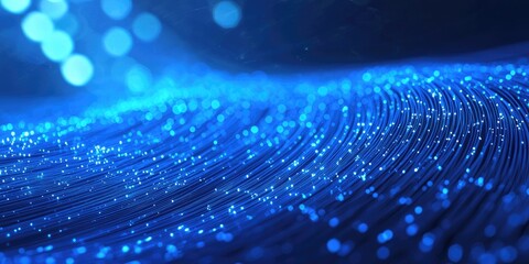 Wall Mural - data stream flowing through fiber optic cables in high-tech blue light stock photo
