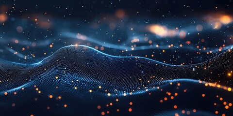 Wall Mural - Technology background with pulsating lines and abstract networks Stock photo