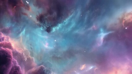 Wall Mural - Colorful galaxy nebula cloud in deep space with glowing stars and cosmic dust, stunning stary night sky of the universe, vibrant astronomy background depicting supernova explosion in the cosmos
