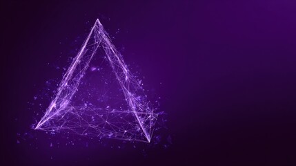 Luminous purple triangle network on dark background, data connection