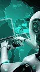 Wall Mural - future financial technology controll by ai robot huminoid uses machine learning and artificial intel