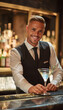 © spyrakot - Charming Bartender Serving Martini in Elegant Bar Setting