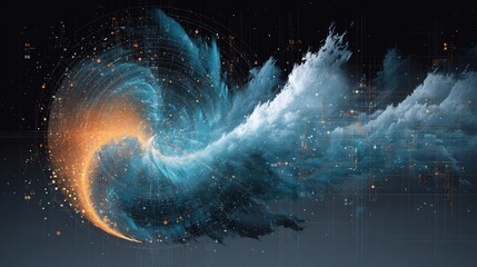Abstract Digital Vortex with Data and Technology