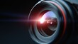 © Chandlerlikes - Conceptual image of a camera lens with glowing light, capturing moments. Photography, vision. Dark, vibrant.