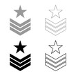 © Serhii - Army chevron military rank insignia badge symbol sign petty officer set icon grey black color vector illustration image solid fill outline contour line thin flat style