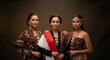 © Farros - Three Beautiful Indonesian Women in Traditional Batik Attire and Cultural Dress