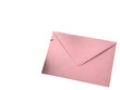 © Alya - Pink envelope with green leaf detail isolated on a transparent background paper letter
