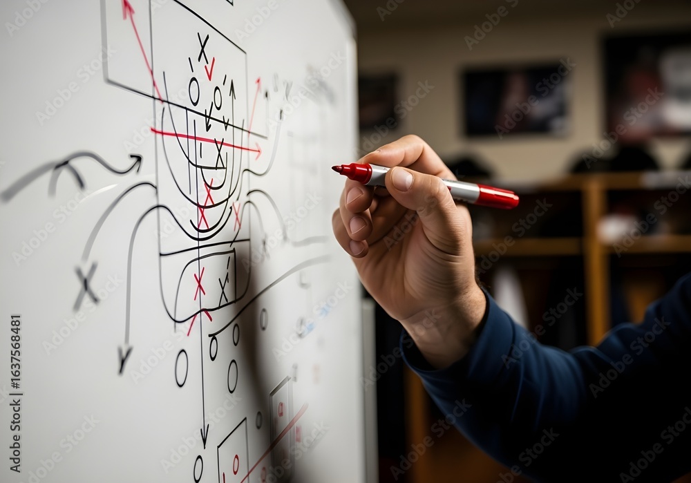 Coach Drawing a Play on a Whiteboard Stock Photo | Adobe Stock