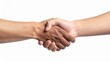 © Phoenix - handshake isolated on white background, Handshake between two businesspeople overlaid with digital network connections symbolizing partnership