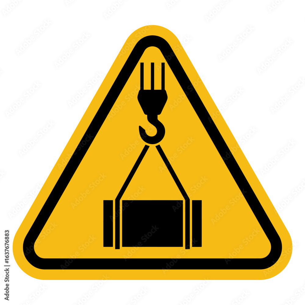Overload Material Sign Overhead Load Warning Sign in Yellow Triangle Symbolizing Danger and ...