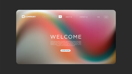 Modern website landing page with vibrant abstract background and welcome message is visually appealing