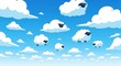 © Md - Whimsical Sky with Cartoon Sheep Clouds Floating in a Dreamy Blue Sky Illustration Style Image with White Fluffy Clouds