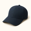 © Aksal - A simple, dark blue baseball cap with a classic curved brim. This high-quality 3D render is isolated on a light background, perfect for design mockups.