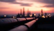 © Nusaibah - Industrial pipes at sunrise, blurred city skyline