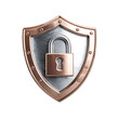 © Design Stock  - Metallic shield with a locked padlock symbolizing security and protection isolated on transparent background