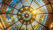 © MinaNasrin - Stained glass ceiling exploding with vibrant sunlight beams