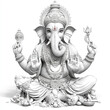 © Chotika88 - Meditative Ganesha Sculpture White Background Minimalistic Design Isolated Artistic View Spiritual Concept