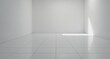 © Office - Minimalist Empty Room White Walls, Tile Floor, Sunlight Mockup