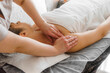 © Vladislav - Massage with woman in spa for wellness, cosmetics treatment. Relax, peace with female customer and hands of therapist for physical therapy, salon