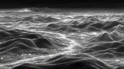 Wall Mural - Abstract Digital Landscape With Glittering Hills