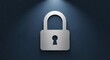 © Sukatno - Security assurance visual: A metallic padlock emblem illuminated on navy background providing