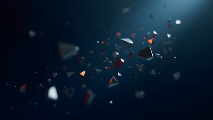 Wall Mural - abstract broken polygon fragments floating in space
