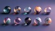 © Verapat - smooth liquid glass texture spheres, neon pastel reflections, cinematic glossy abstract design