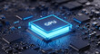 © Tanvir - Glowing Blue GPU Chip on Circuit Board Close-Up