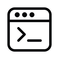 Outline terminal browser icon for command line web access.
