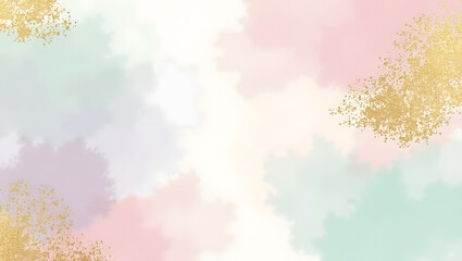 Wall Mural - abstract pastel paint strokes with gold foil texture.