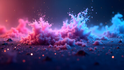Wall Mural - abstract cosmic dust with neon color palette.