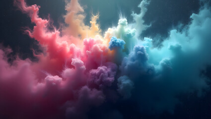 Wall Mural - abstract cosmic dust with neon color palette.