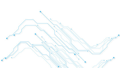 Wall Mural - technology blue circuit diagram on white background. high-tech circuit board connection system.vecto