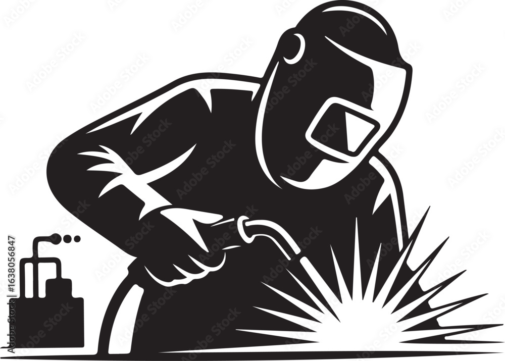 Man welding metal silhouette vector illustration design Stock Vector