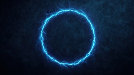Wall Mural - a vibrant, electric blue circle with lightning-like patterns set against a dark textured background,