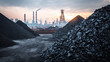 © Muhammad - Industrial coal storage yard with factory plant mining energy production power industry raw material photography background