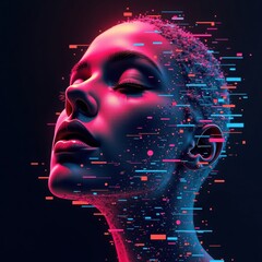 Wall Mural - cyber and digital woman