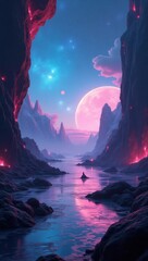 Canvas Print - Dark cave corridors and science fiction mysteries wallpaper