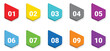 © MH HASIB - Isometric Number Bullet Points Vector Set. Colorful 3D markers from 1 to 10 for infographics, presentations, and lists. Modern graphic icon collection for business and web design.