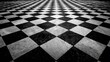 © somsri - Black and white chessboard on floor tiles creating geometric pattern harmony