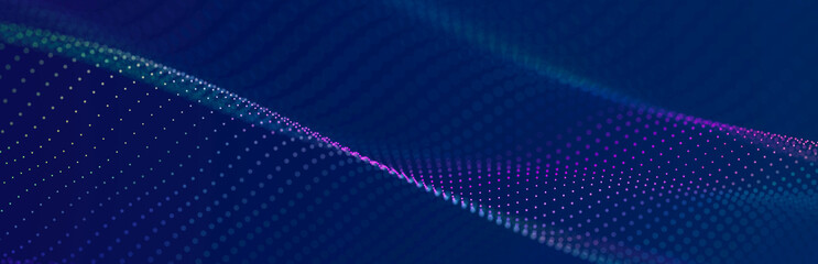 Wall Mural - Technology background. Honeycomb concept. Big data. Hexagonal space with connected dots and lines. 3d