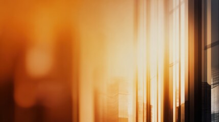 Wall Mural - warm sunset reflections on modern skyscrapers, creating a serene urban atmosphere with glowing light