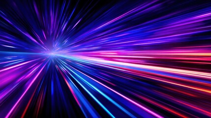 Wall Mural - vibrant light streaks create a dynamic visual effect, suggesting speed and energy in a dark backgrou