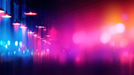Wall Mural - vibrant neon lights illuminate a city street at night, creating a colorful and dynamic atmosphere
