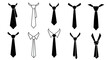 © Steven - A diverse collection of black necktie illustrations showing various knots and styles. Set of vector icons and silhouettes for men's fashion.