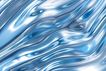 Canvas Print - Abstract Blue Liquid Metal Swirls: Sleek, Modern, and Serene Background Texture