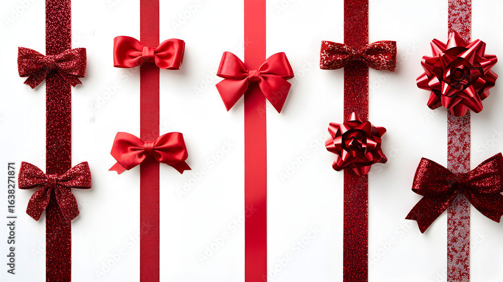 Straight decorative red ribbons in multiple styles and dimensions ...