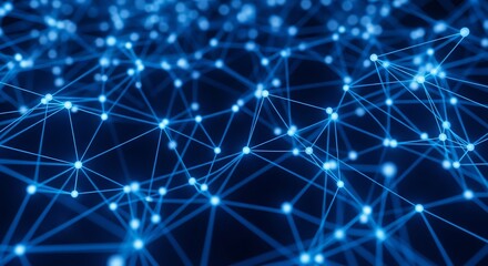 Abstract blue network connection background with glowing nodes and connecting lines