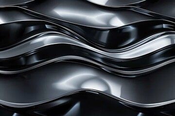 Canvas Print - Abstract Dark Metallic Waves: Sleek, Modern, and Luxurious Background Texture.